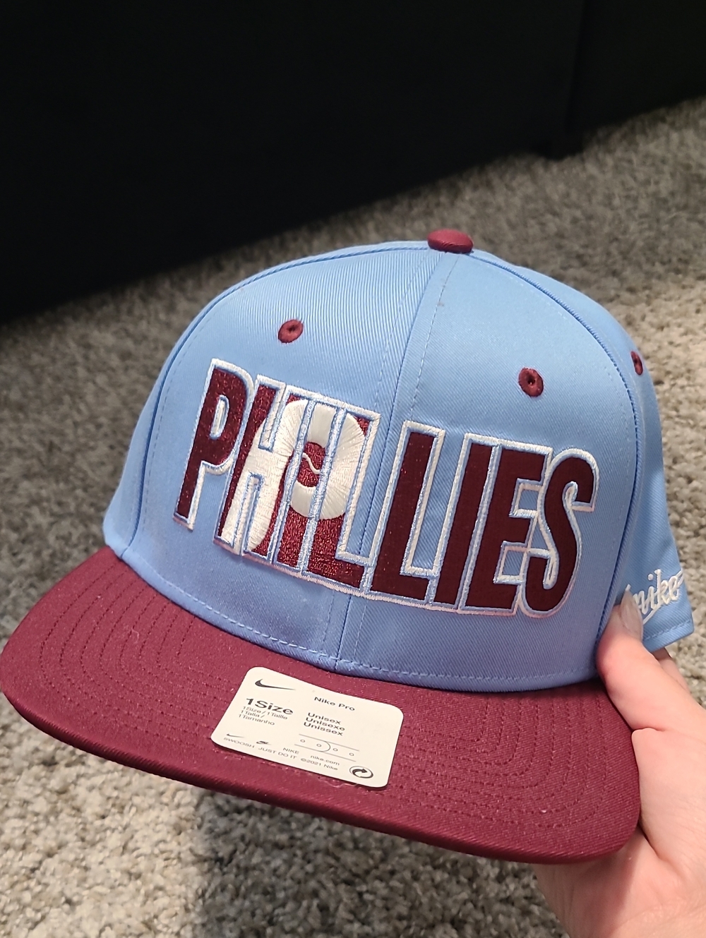 Philadelphia Phillies Two-Tone Snapback Hat - Light Blue & Maroon